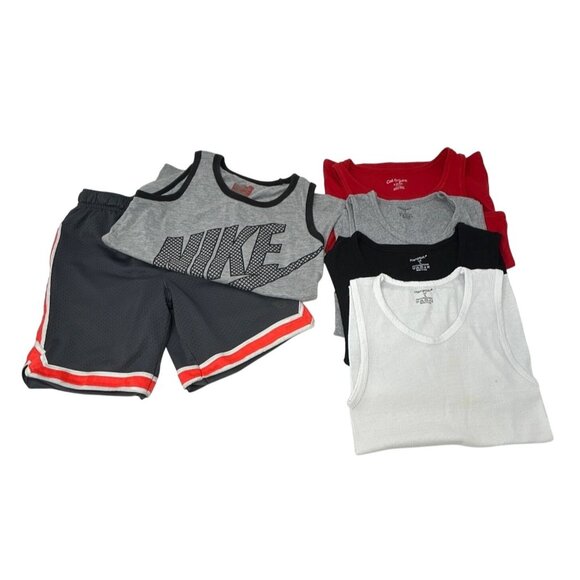 Boys Clothes -5‎ Tank Tops & 1 Shorts  - Size 7 and Large - Picture 1 of 8